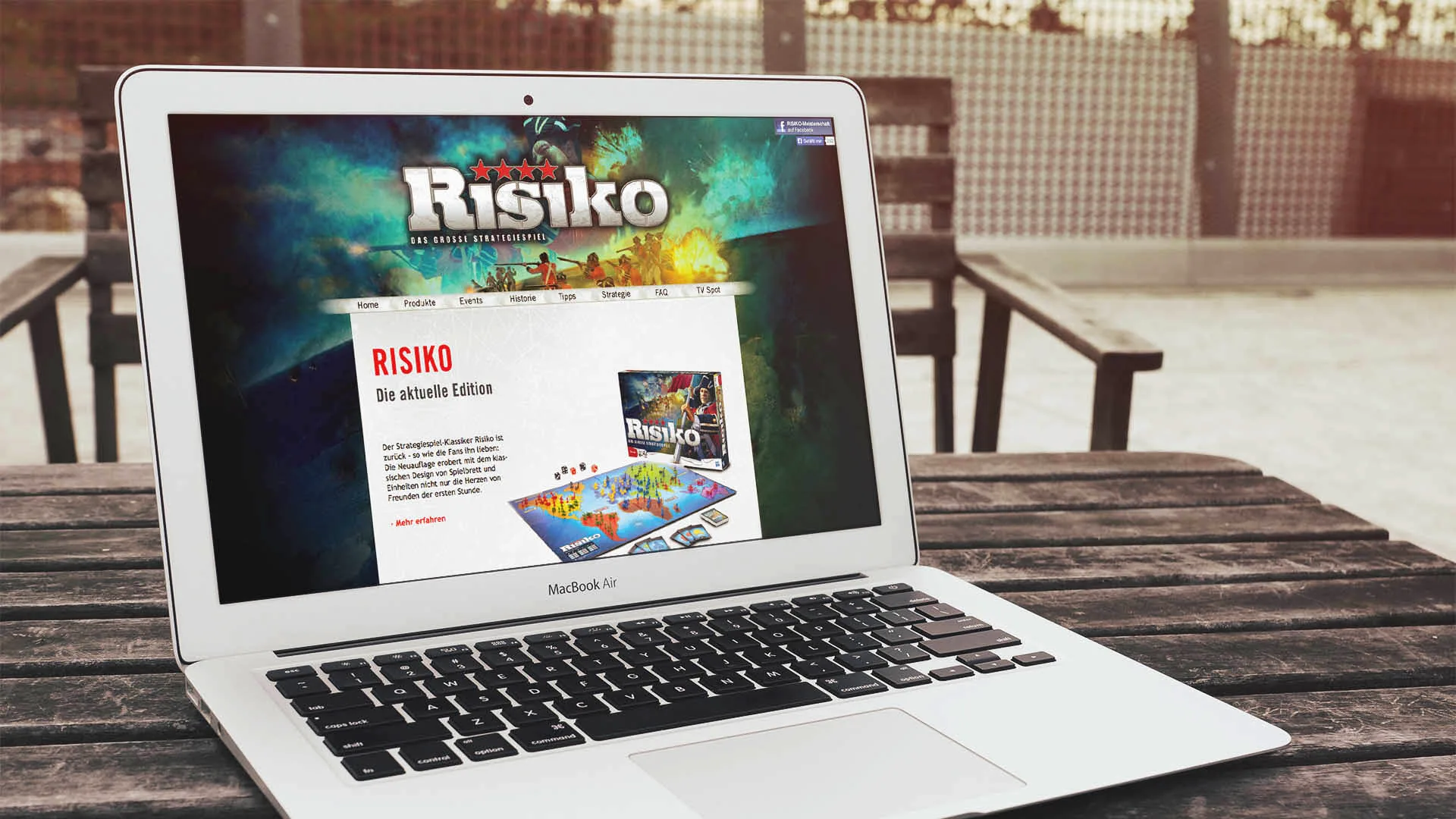 Website zu Risiko von Hasbro auf einem Laptop